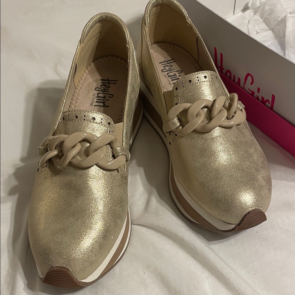 Hey Girl Gold Chain Loafers